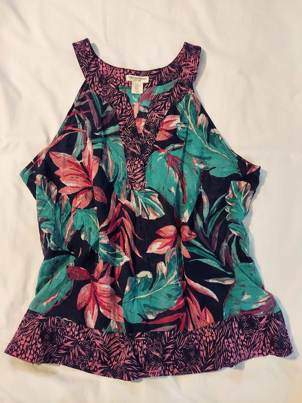Christian Siriano Cotton Tropical Floral Sleeveless Tank Top - XL - Picture 7 of 7